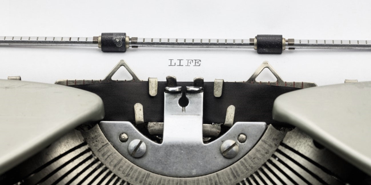 Typewriter that typed the word "LIFE"